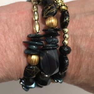 Novadab Black/Gold Mixed Media Boho Bracelet OSFM